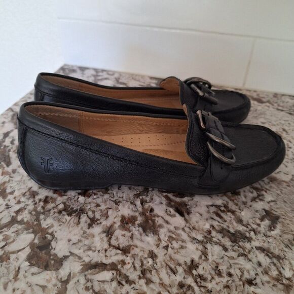 Frye Black Driver Leather Loafers size 6.5 M - Picture 3 of 10